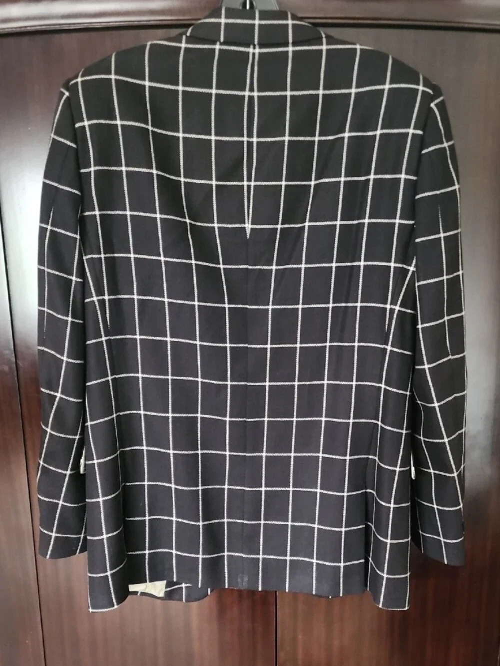 Alexander McQueen Black Windowpane Blazer with White Grid